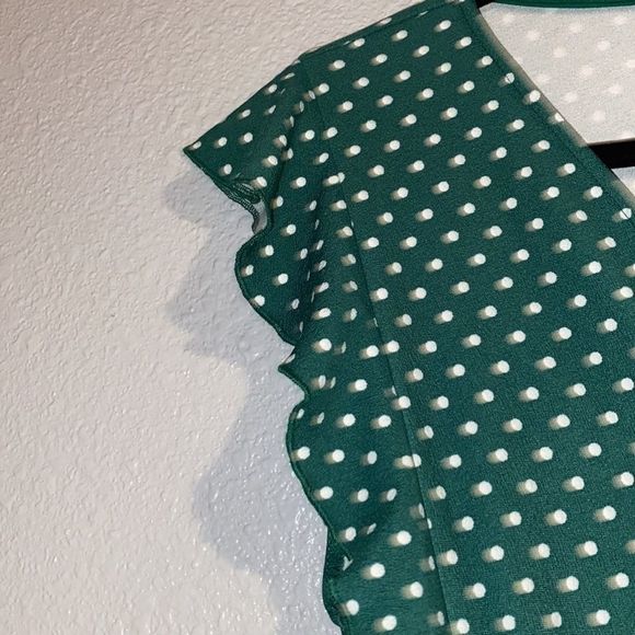 Vf Show Green Polka Dot Button Down Tie Dress - Picture 5 of 6